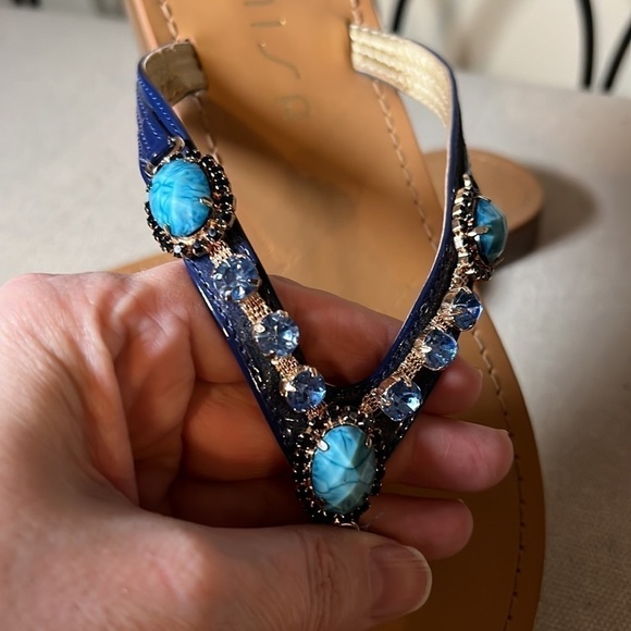 UNISA jeweled blue flat flip flops sandals size 8.5M - Picture 2 of 8